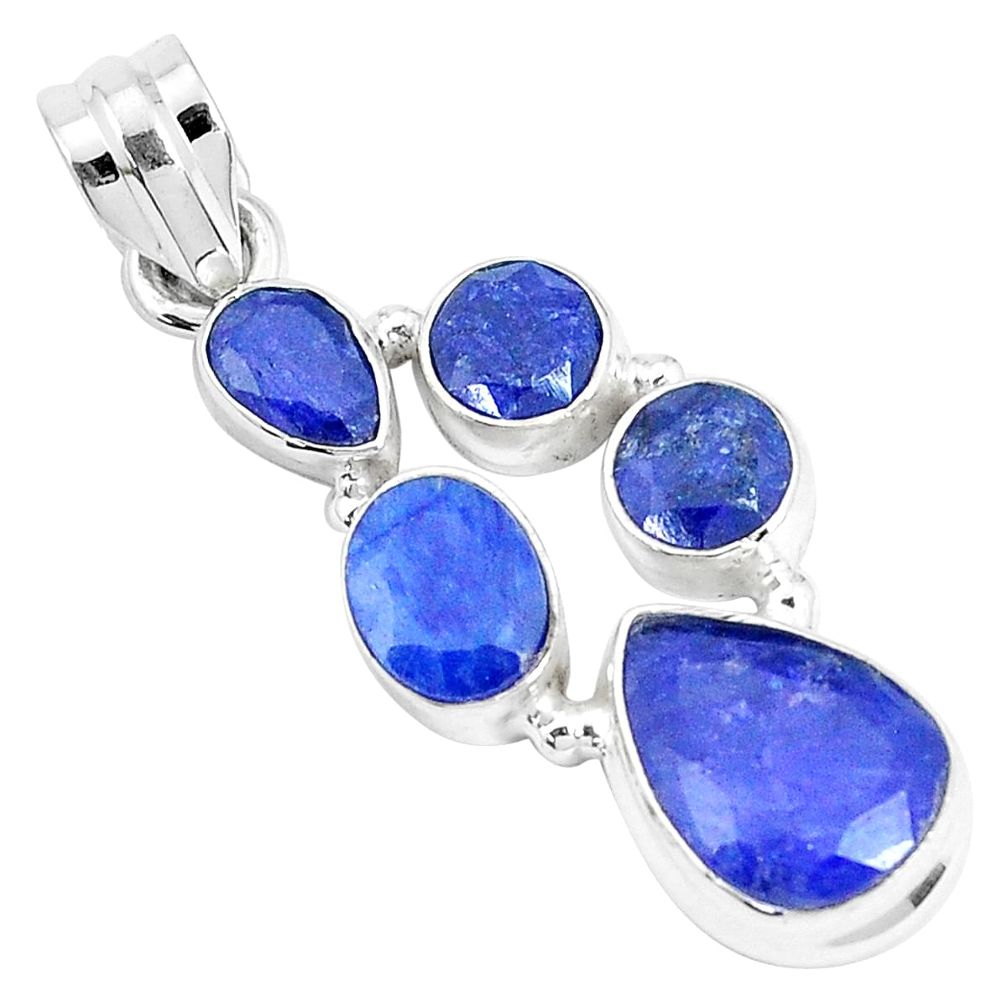 13.26cts natural blue sapphire 925 sterling silver pendant jewelry p29003