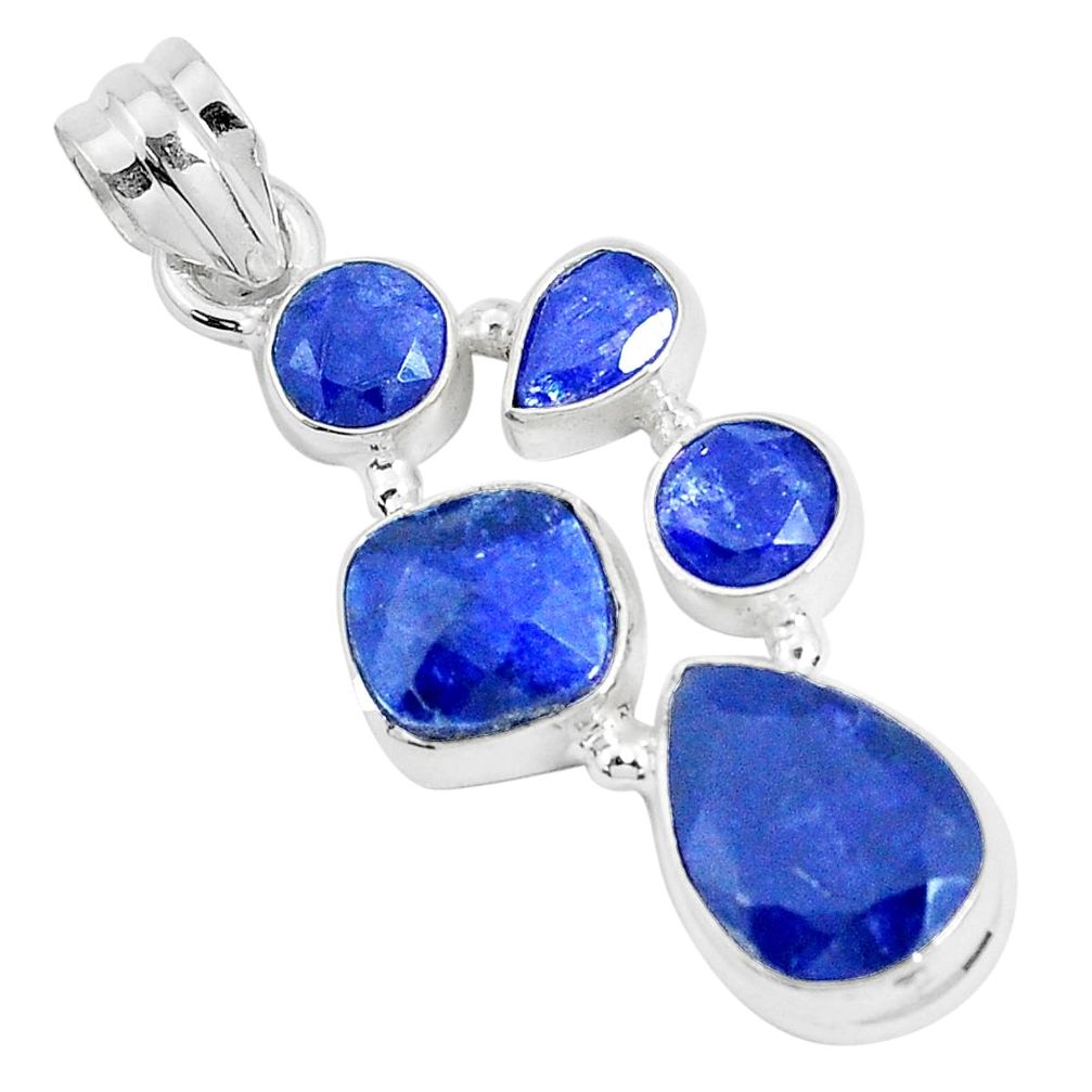 925 sterling silver 14.41cts natural blue sapphire pendant jewelry p29004