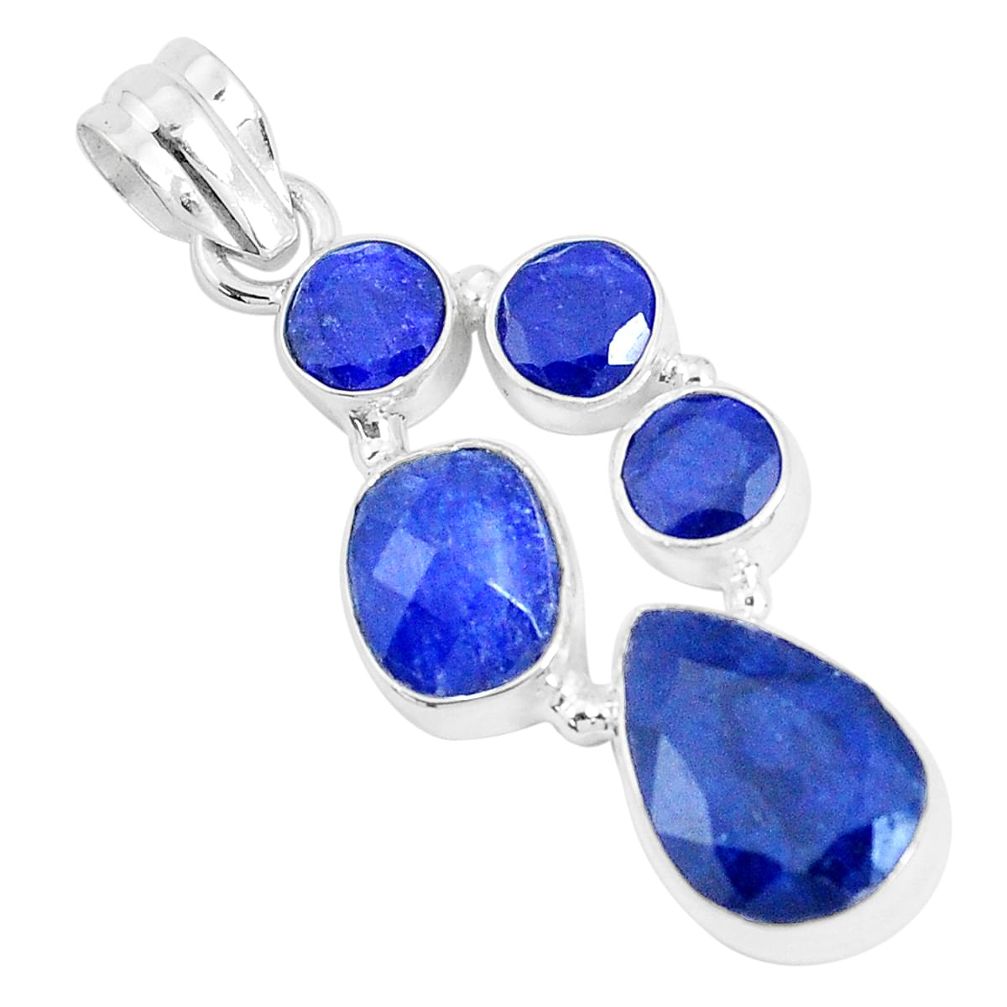 14.08cts natural blue sapphire 925 sterling silver pendant jewelry p29008
