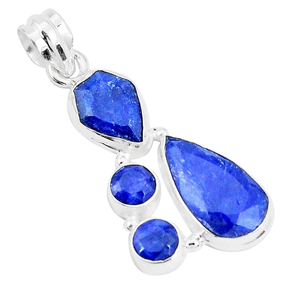 14.72cts natural blue sapphire 925 sterling silver pendant jewelry p29009
