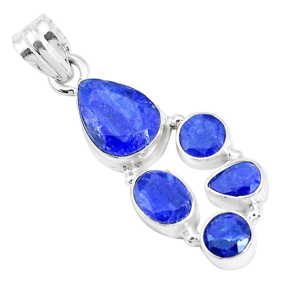 925 sterling silver 11.89cts natural blue sapphire pendant jewelry p29010