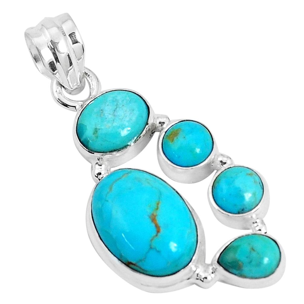 11.44cts green arizona mohave turquoise 925 sterling silver pendant p29045