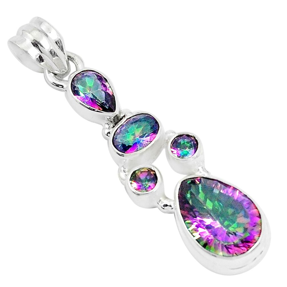 9.98cts multi color rainbow topaz 925 sterling silver pendant jewelry p29065