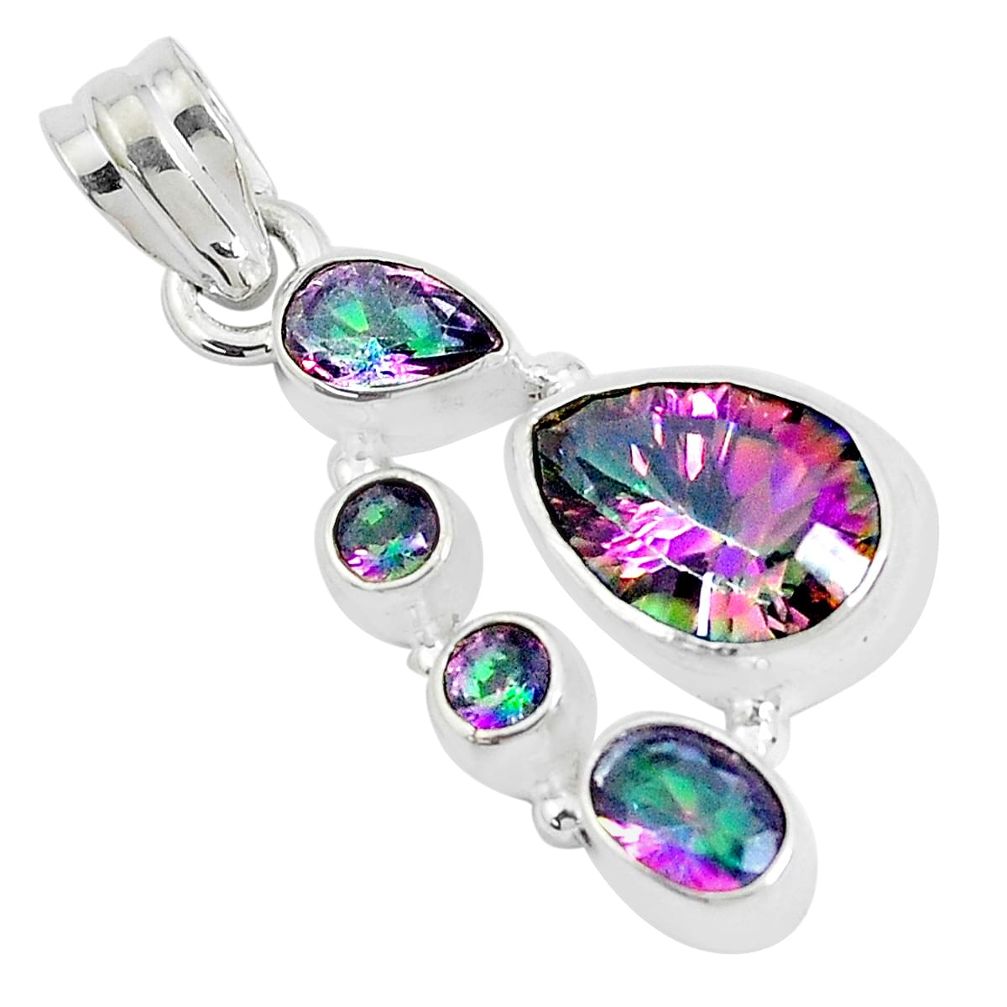 10.03cts multi color rainbow topaz 925 sterling silver pendant jewelry p29071