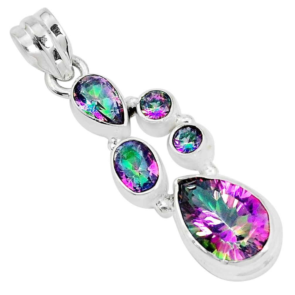 925 sterling silver 10.02cts multi color rainbow topaz pendant jewelry p29072