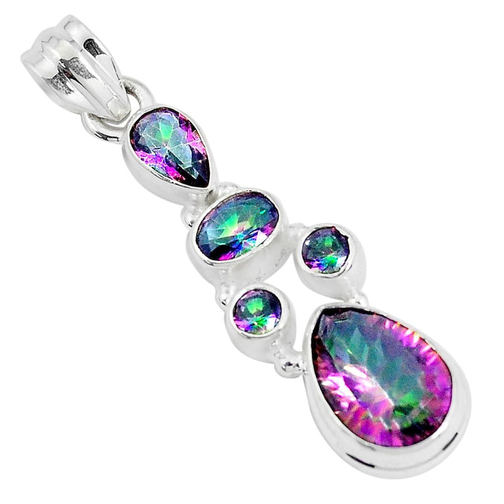 9.63cts multi color rainbow topaz 925 sterling silver pendant jewelry p29077