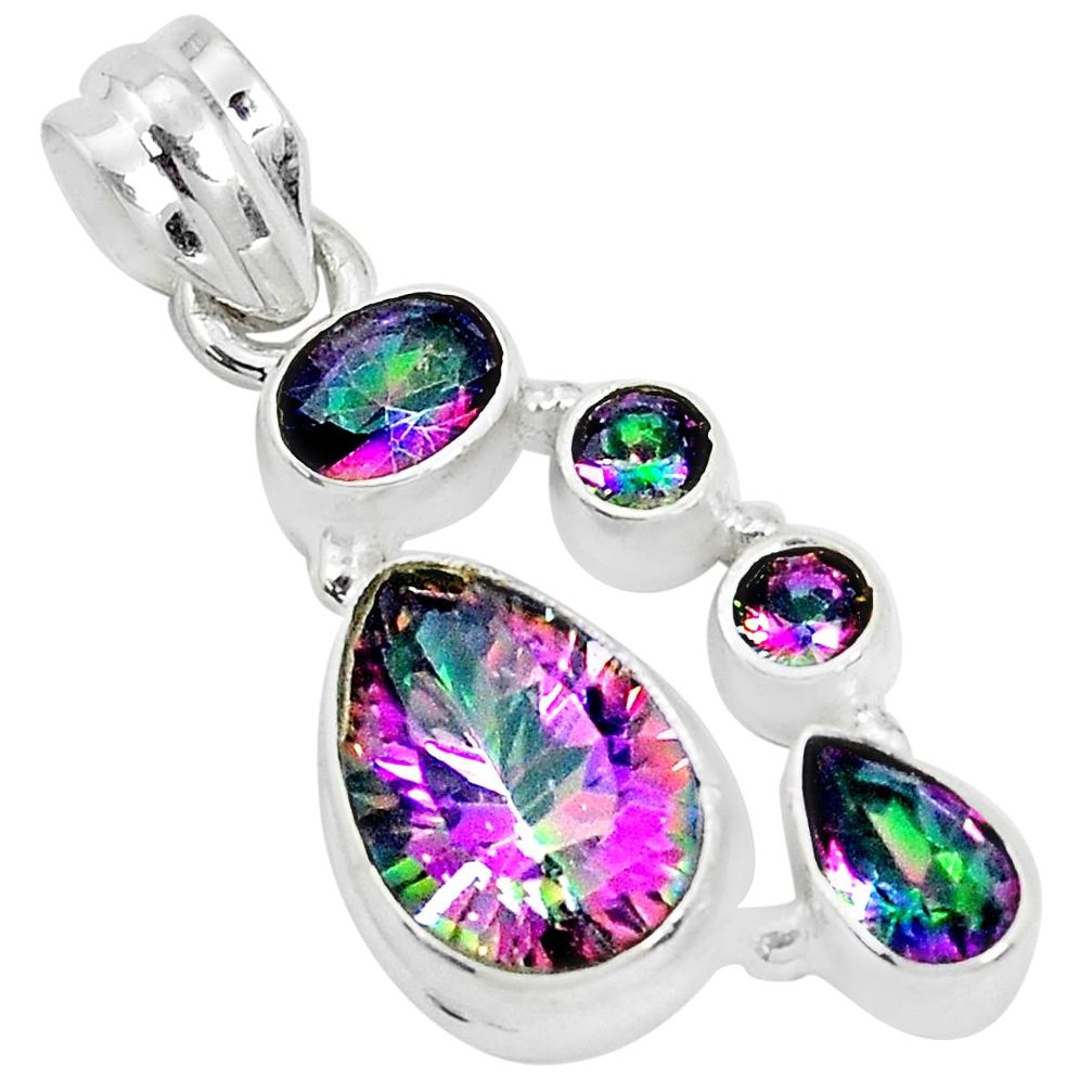 925 sterling silver 10.35cts multi color rainbow topaz pendant jewelry p29080