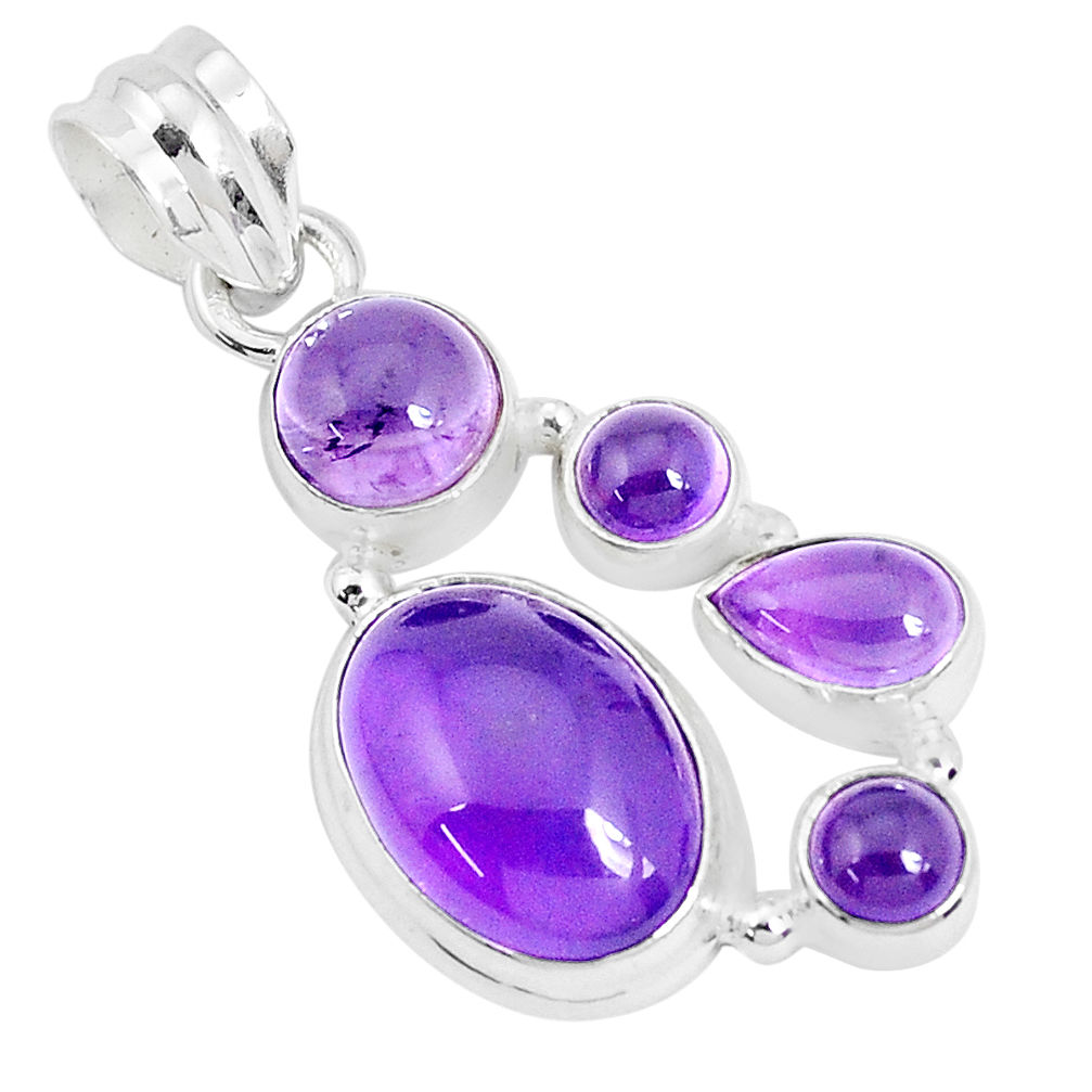 925 sterling silver 11.37cts natural purple amethyst oval pendant jewelry p29087