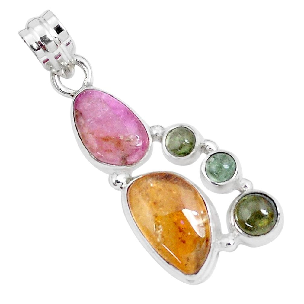 10.84cts natural tourmaline 925 sterling silver pendant p29411