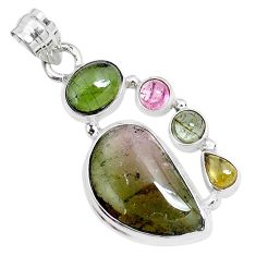 925 sterling silver 12.70cts natural multi color tourmaline pendant p29424