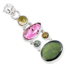 9.63cts natural multicolor tourmaline 925 sterling silver pendant jewelry p29425
