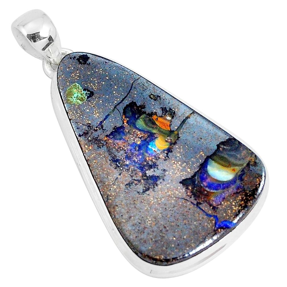 29.40cts natural brown boulder opal 925 sterling silver pendant jewelry p29446