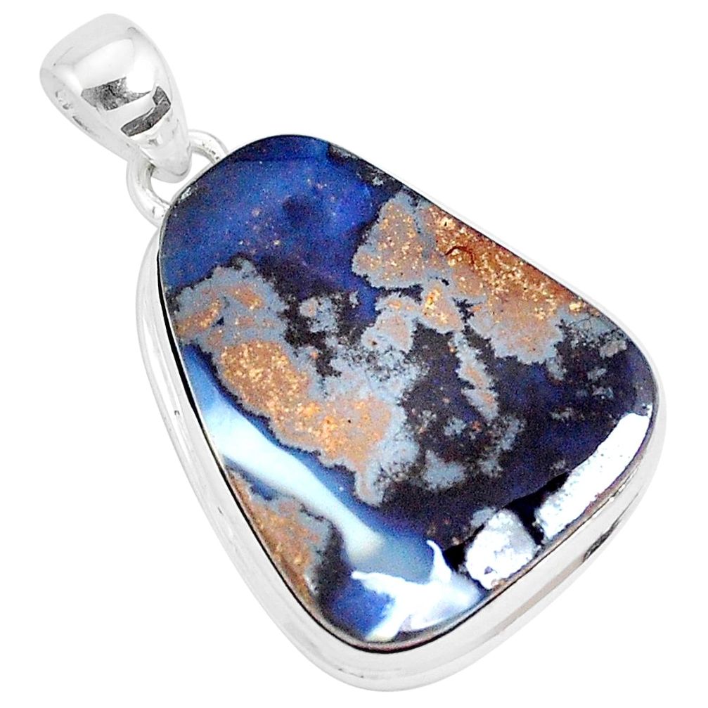 925 sterling silver 21.40cts natural brown boulder opal pendant jewelry p29450