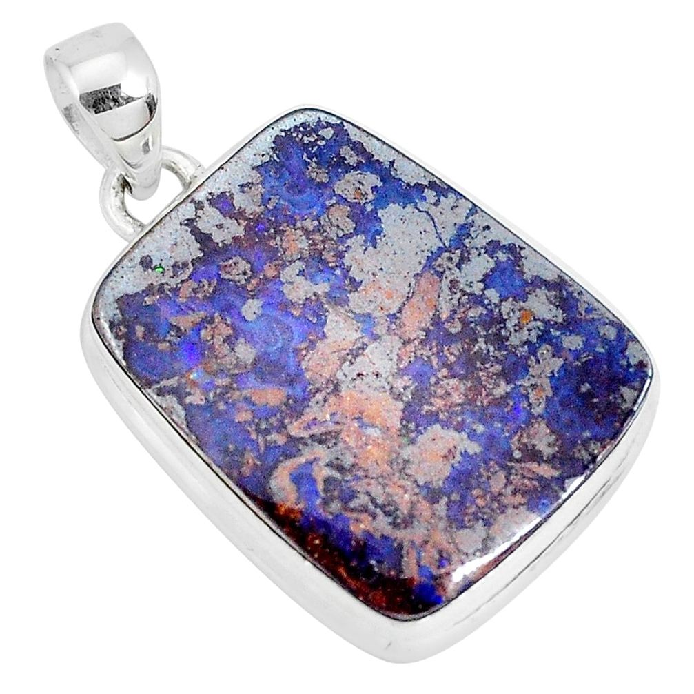 24.35cts natural brown boulder opal 925 sterling silver pendant jewelry p29452