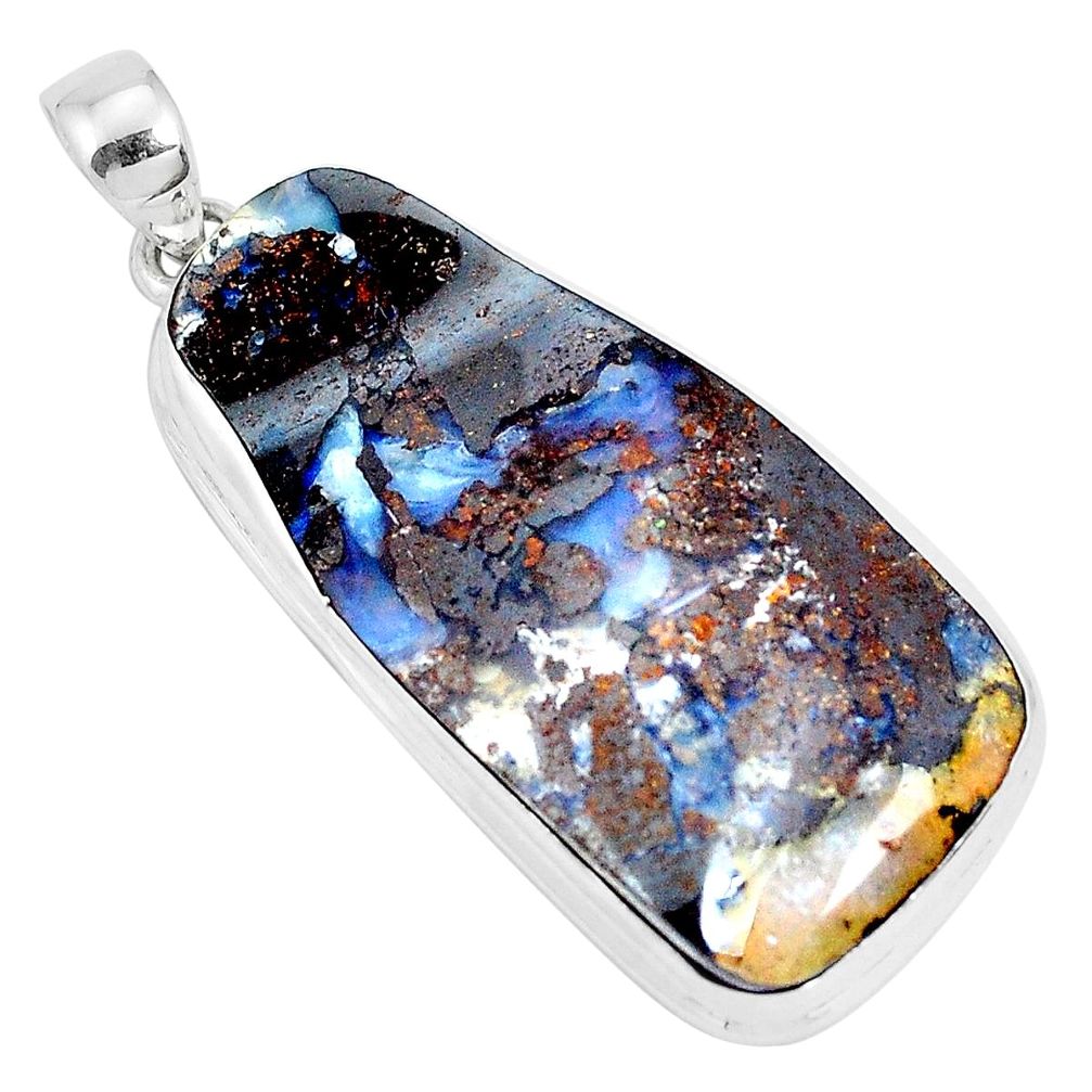 35.80cts natural brown boulder opal 925 sterling silver pendant jewelry p29455