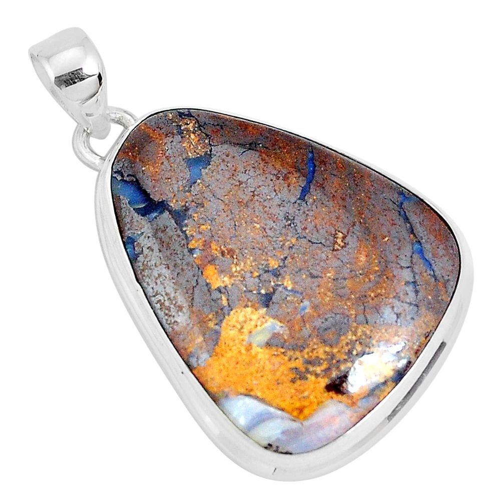 27.05cts natural brown boulder opal 925 sterling silver pendant jewelry p29456