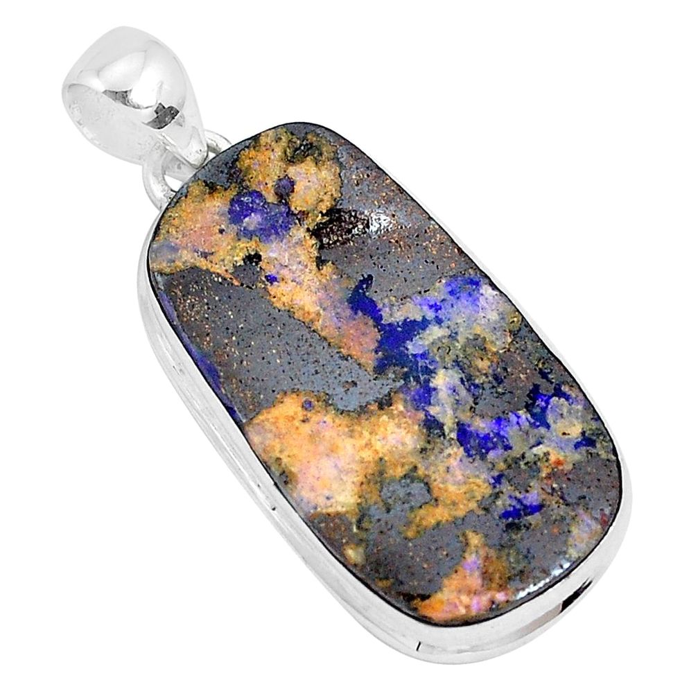 24.00cts natural brown boulder opal 925 sterling silver pendant jewelry p29457