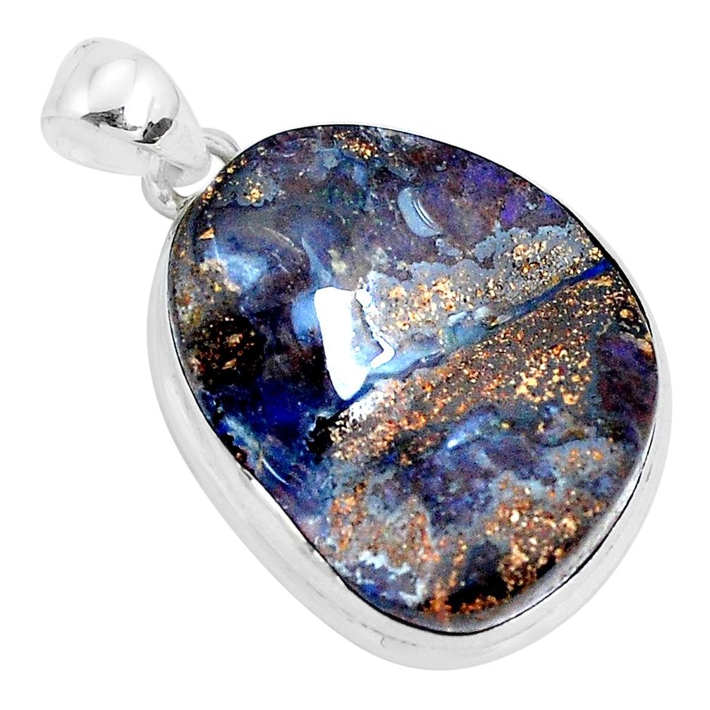 28.27cts natural brown boulder opal 925 sterling silver pendant jewelry p29459