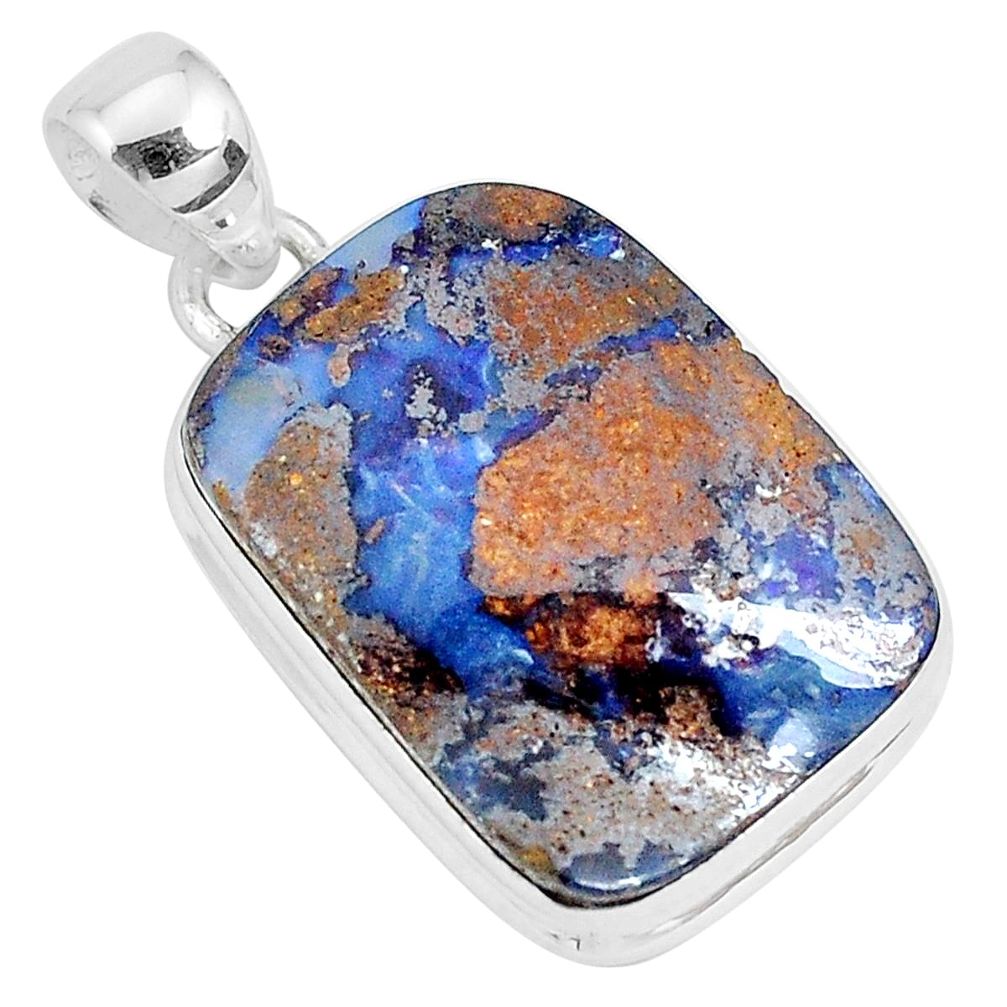 20.07cts natural brown boulder opal 925 sterling silver pendant jewelry p29469