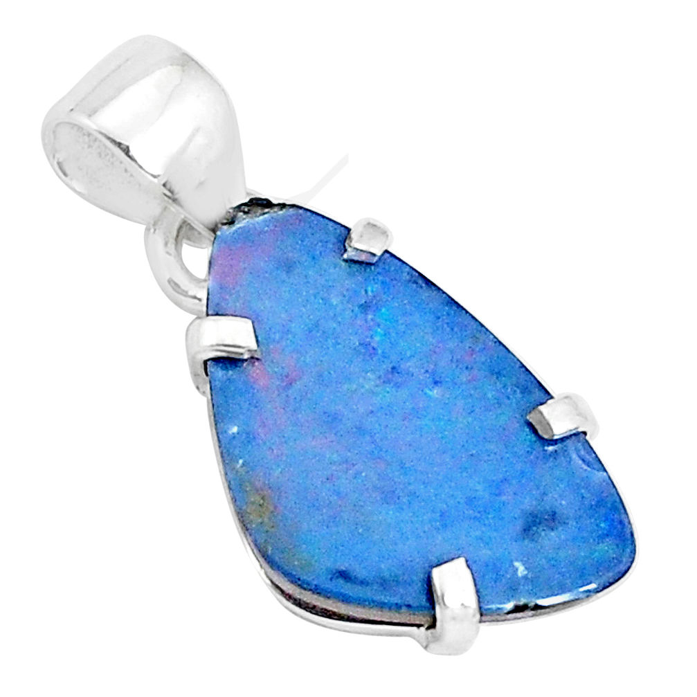 925 sterling silver 7.50cts natural blue doublet opal australian pendant p29509