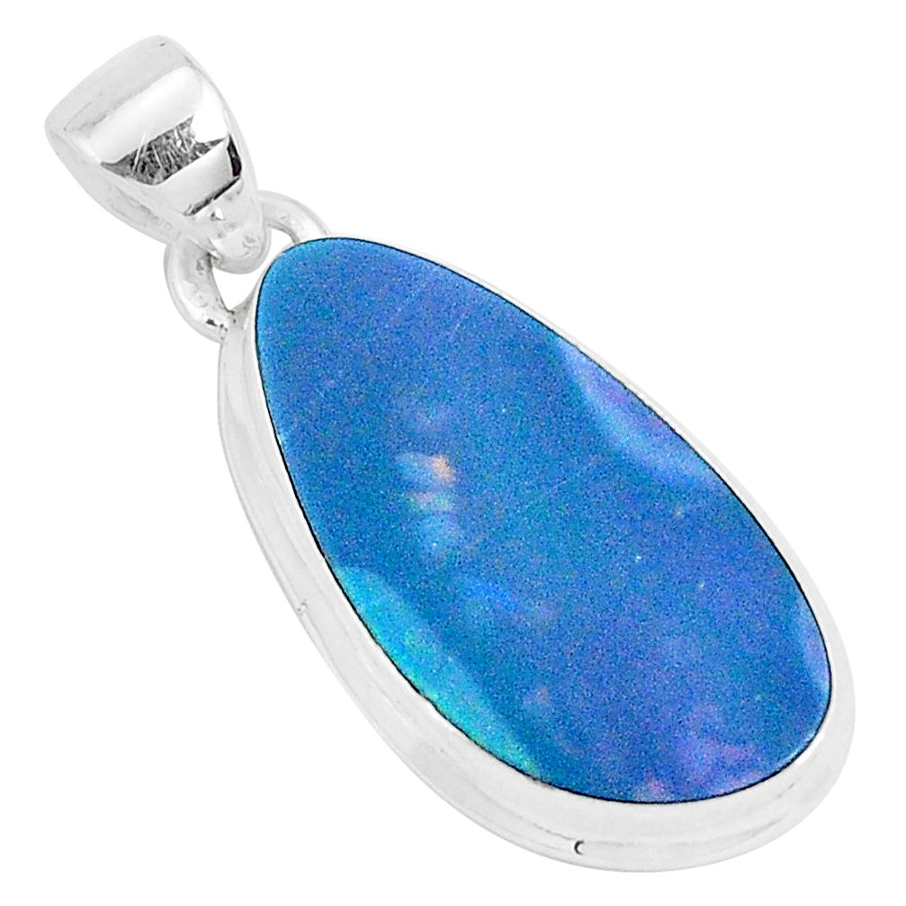 9.61cts natural blue doublet opal australian 925 sterling silver pendant p29510