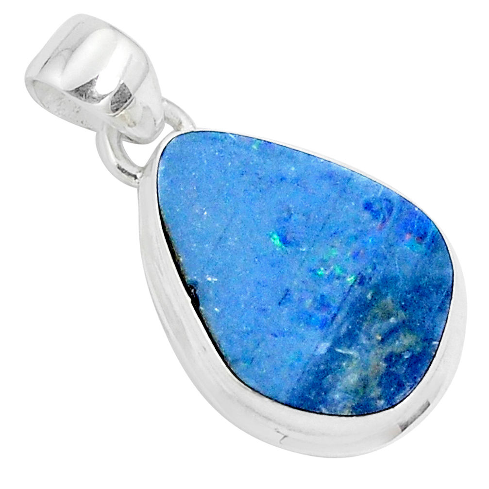 8.24cts natural blue doublet opal australian 925 sterling silver pendant p29518