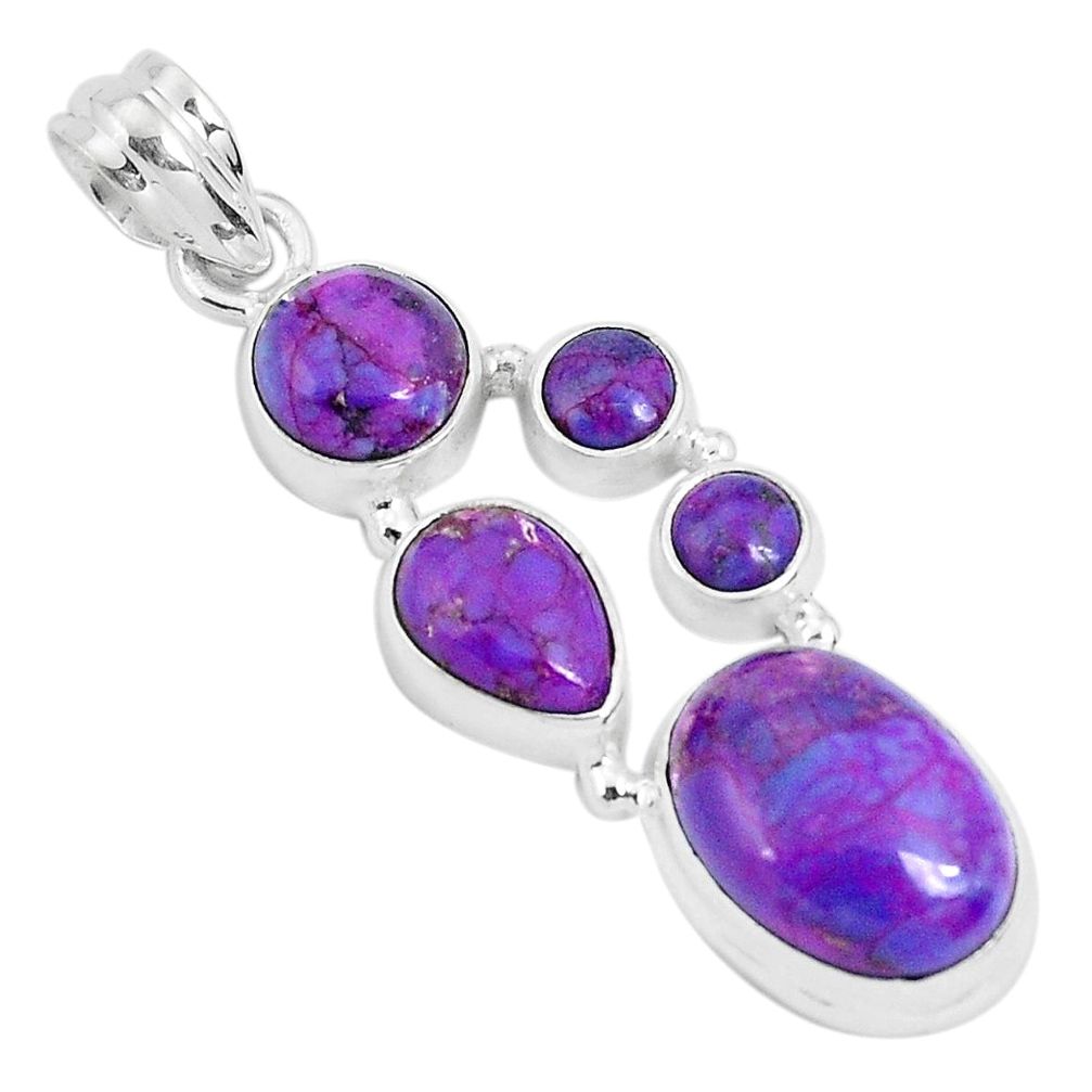 925 sterling silver 10.96cts purple copper turquoise oval pendant jewelry p29671