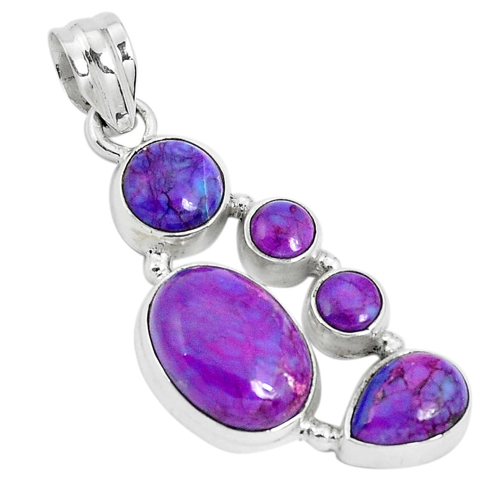 11.02cts purple copper turquoise 925 sterling silver pendant jewelry p29672