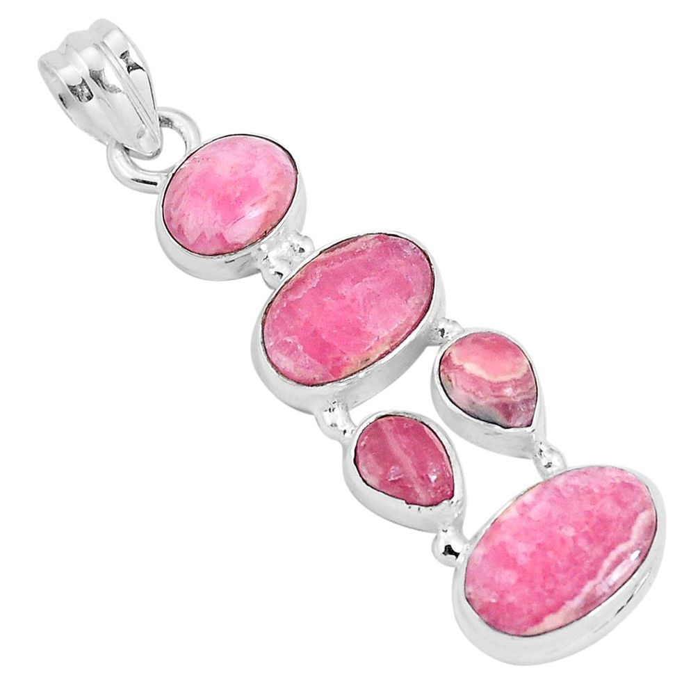 14.20cts natural pink rhodochrosite inca rose 925 silver pendant jewelry p29701