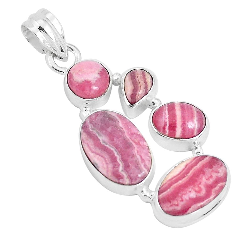 14.51cts natural pink rhodochrosite inca rose 925 silver pendant jewelry p29702