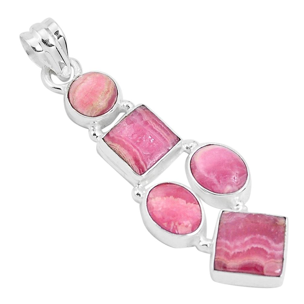 13.84cts natural pink rhodochrosite inca rose 925 silver pendant jewelry p29703