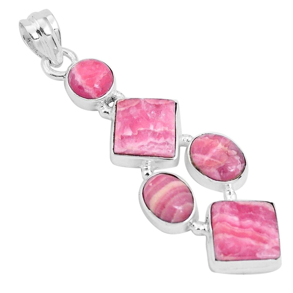 925 silver 15.53cts natural pink rhodochrosite inca rose pendant jewelry p29704