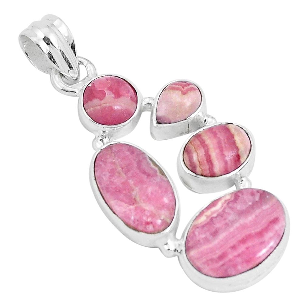 15.53cts natural pink rhodochrosite inca rose 925 silver pendant jewelry p29708