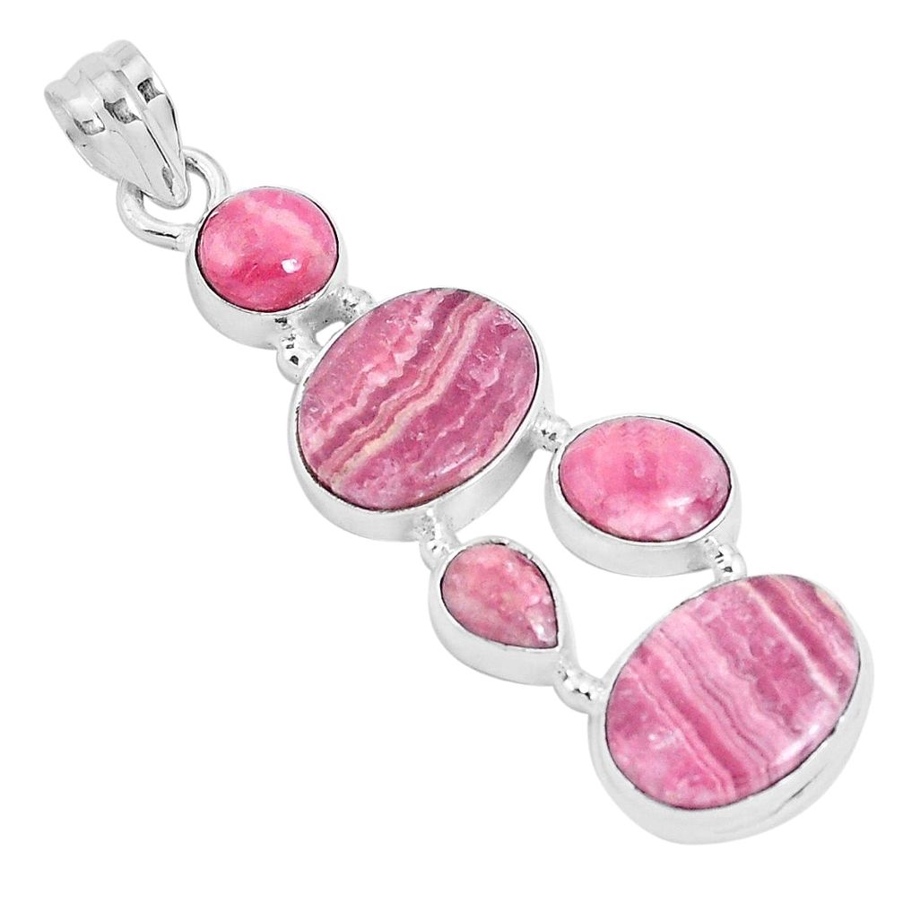 925 silver 17.05cts natural pink rhodochrosite inca rose pendant jewelry p29709