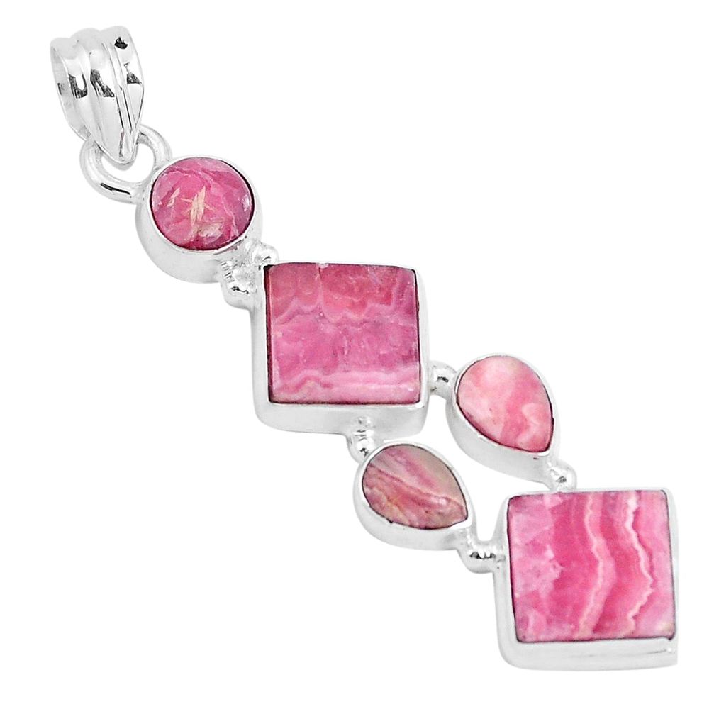 925 silver 14.04cts natural pink rhodochrosite inca rose pendant jewelry p29717