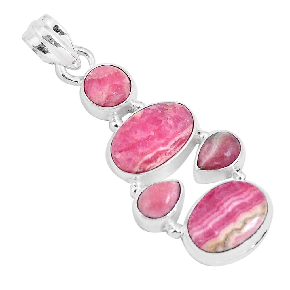 925 silver 14.44cts natural pink rhodochrosite inca rose pendant jewelry p29719