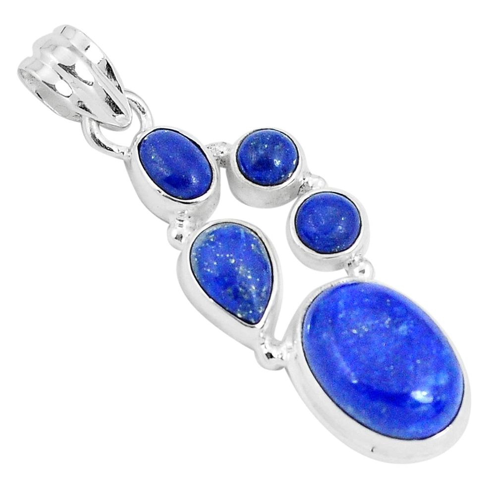 925 sterling silver 11.93cts natural blue lapis lazuli oval pendant p29729