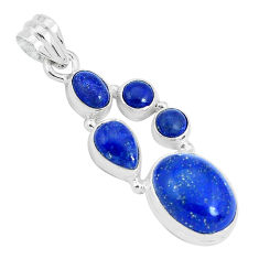 925 sterling silver 12.04cts natural blue lapis lazuli oval pendant p29736