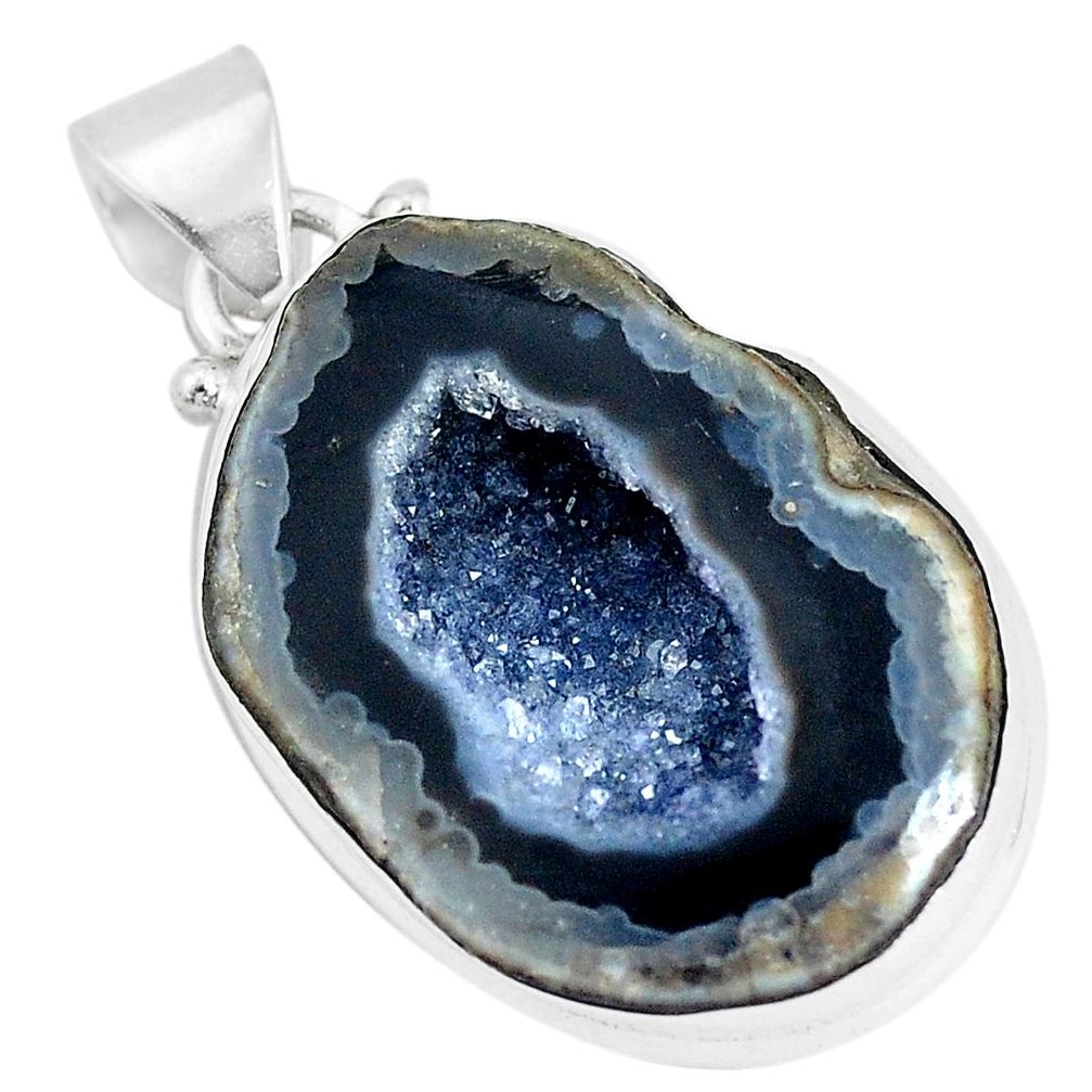 20.65cts natural brown geode druzy 925 sterling silver pendant jewelry p29841