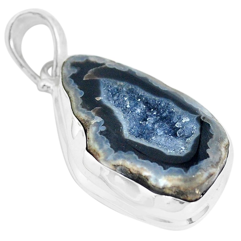 21.48cts natural brown geode druzy 925 sterling silver pendant jewelry p29842
