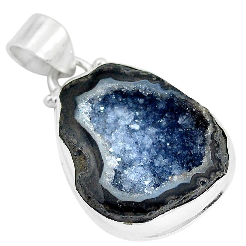 925 sterling silver 14.14cts natural brown geode druzy pendant jewelry p29843