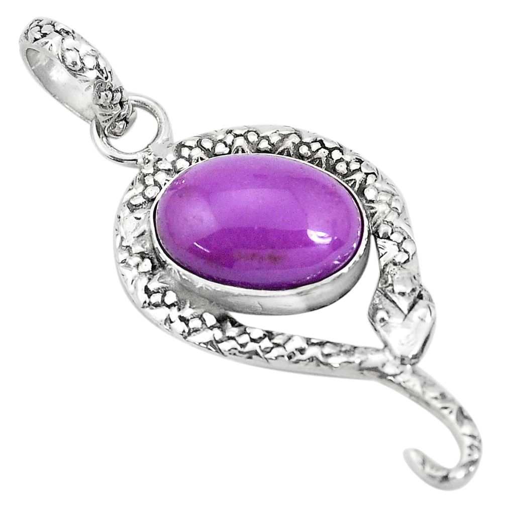 6.02cts natural purple phosphosiderite 925 silver snake pendant p29966