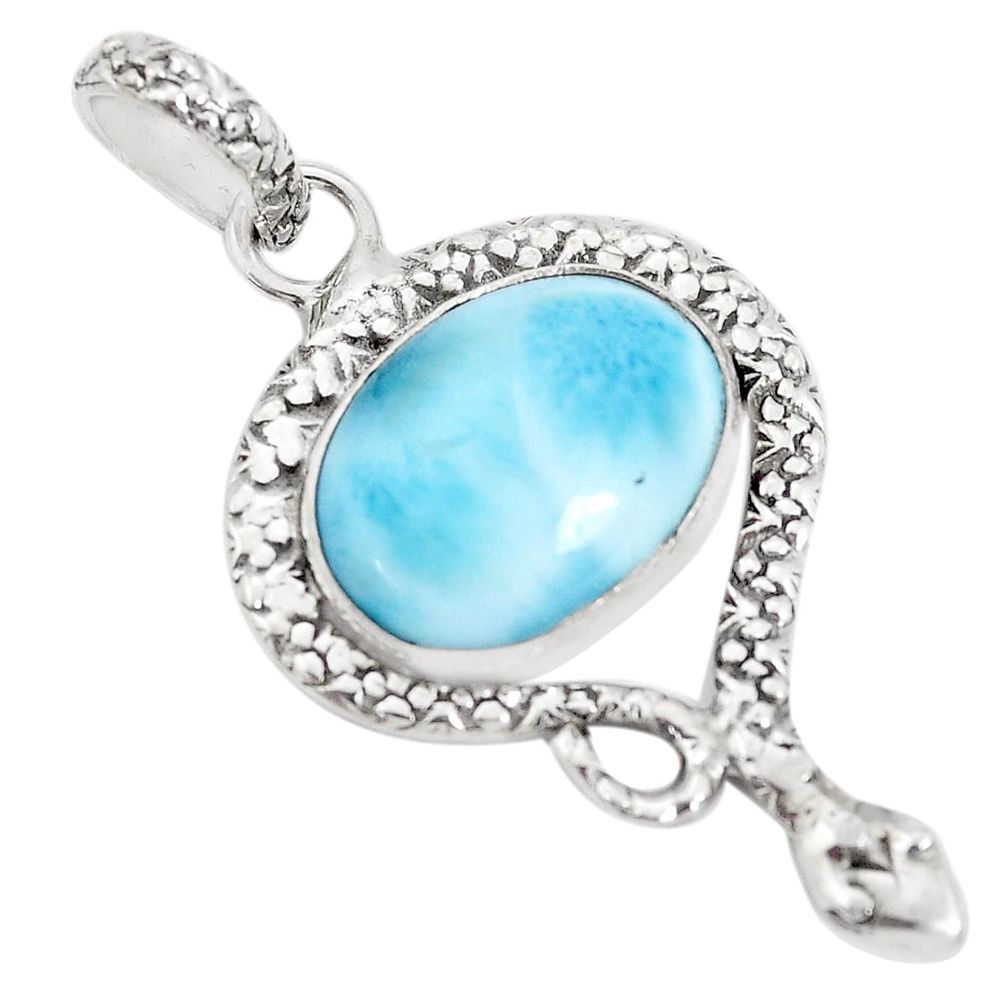 10.24cts natural blue larimar 925 sterling silver snake pendant jewelry p30001