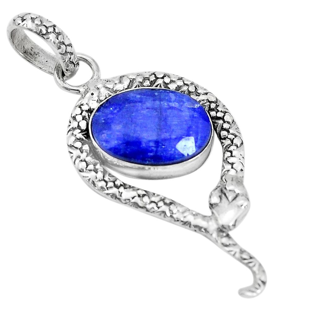 6.35cts natural blue sapphire 925 sterling silver snake pendant jewelry p30024