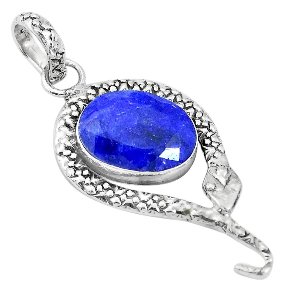 5.84cts natural blue sapphire 925 sterling silver snake pendant jewelry p30027