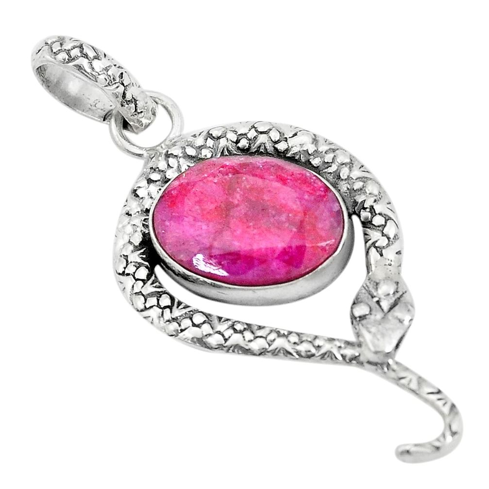 6.36cts natural red ruby 925 sterling silver snake pendant jewelry p30033