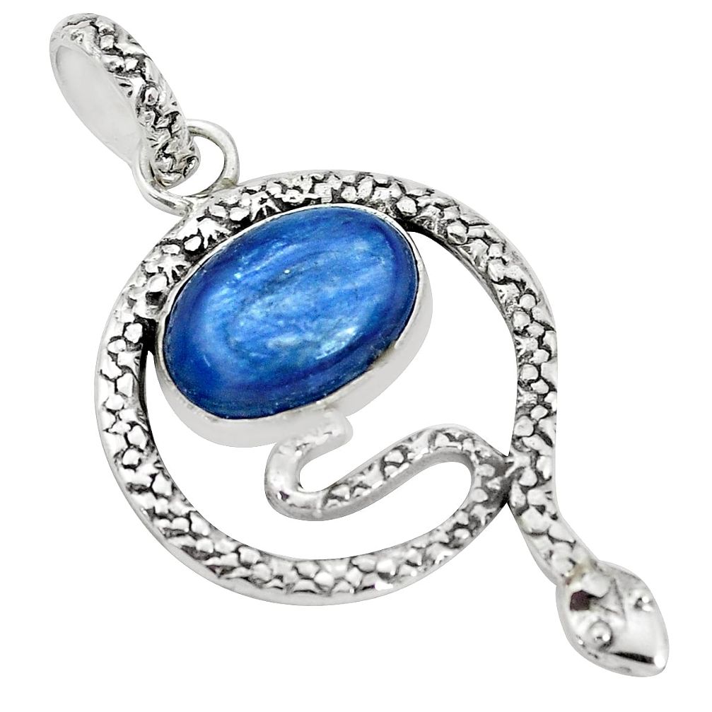 6.48cts natural blue kyanite 925 sterling silver snake pendant jewelry p30041