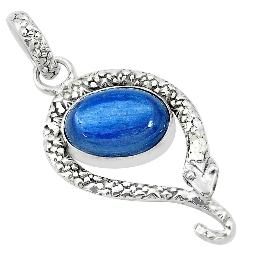 6.02cts natural blue kyanite 925 sterling silver snake pendant jewelry p30042