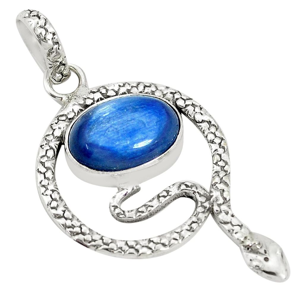 925 sterling silver 7.07cts natural blue kyanite snake pendant jewelry p30044