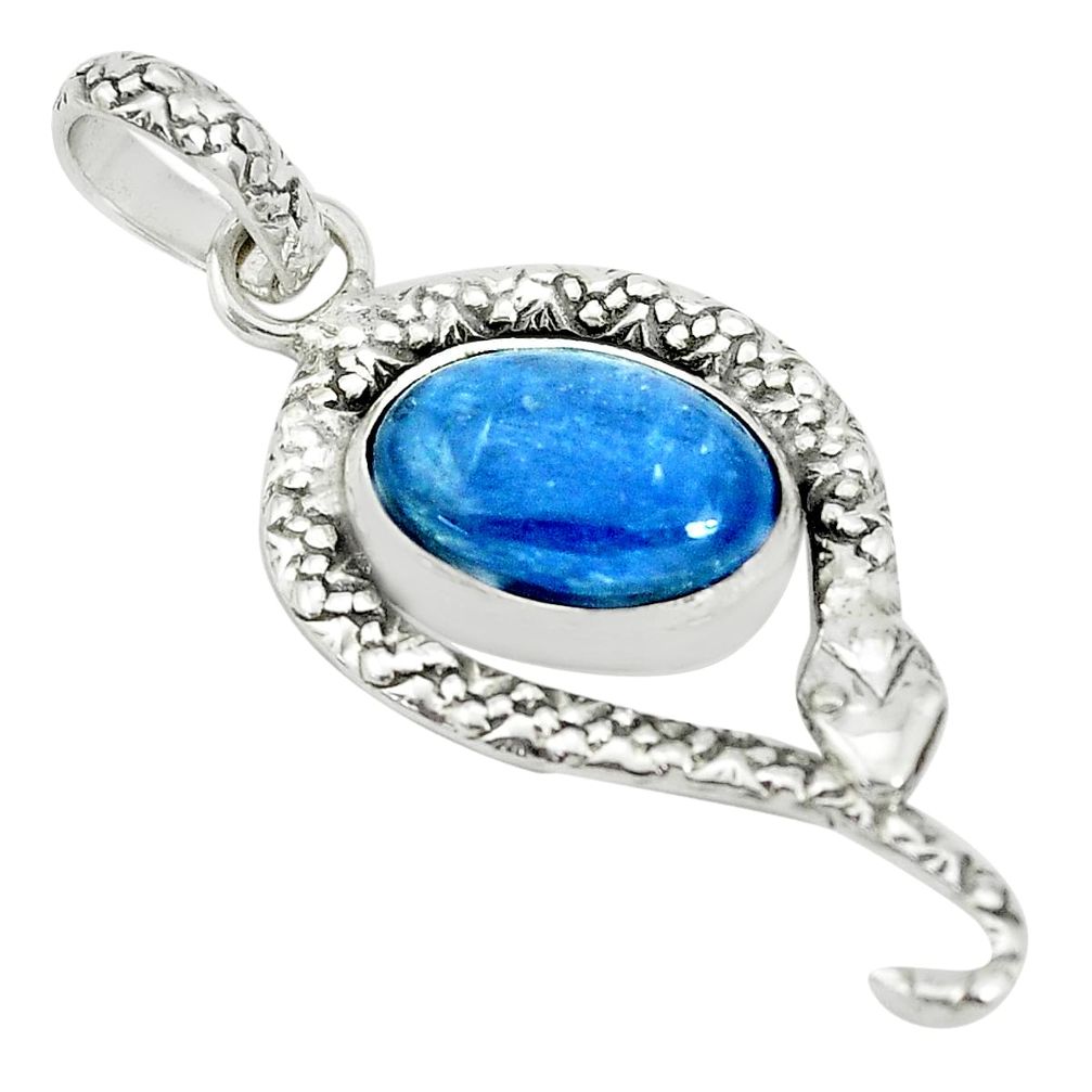 6.02cts natural blue kyanite oval 925 sterling silver snake pendant p30047